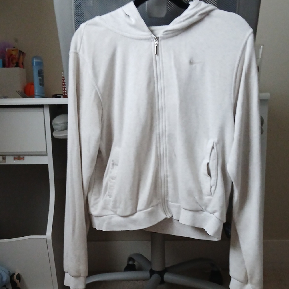 Nike Light Gray Full-Zip Hoodie With Stain